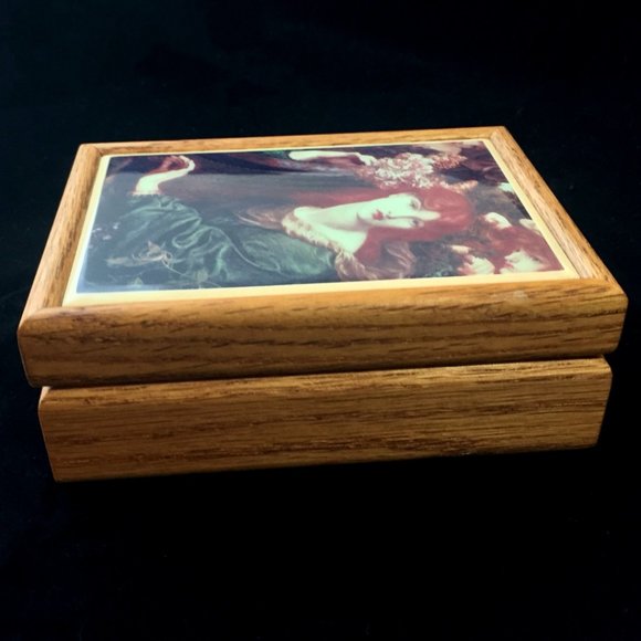 VTG Beautiful Jewelry Box Wood + Tile EX+ Pre Raphaelite Redhead Woman Rossetti - Picture 3 of 9